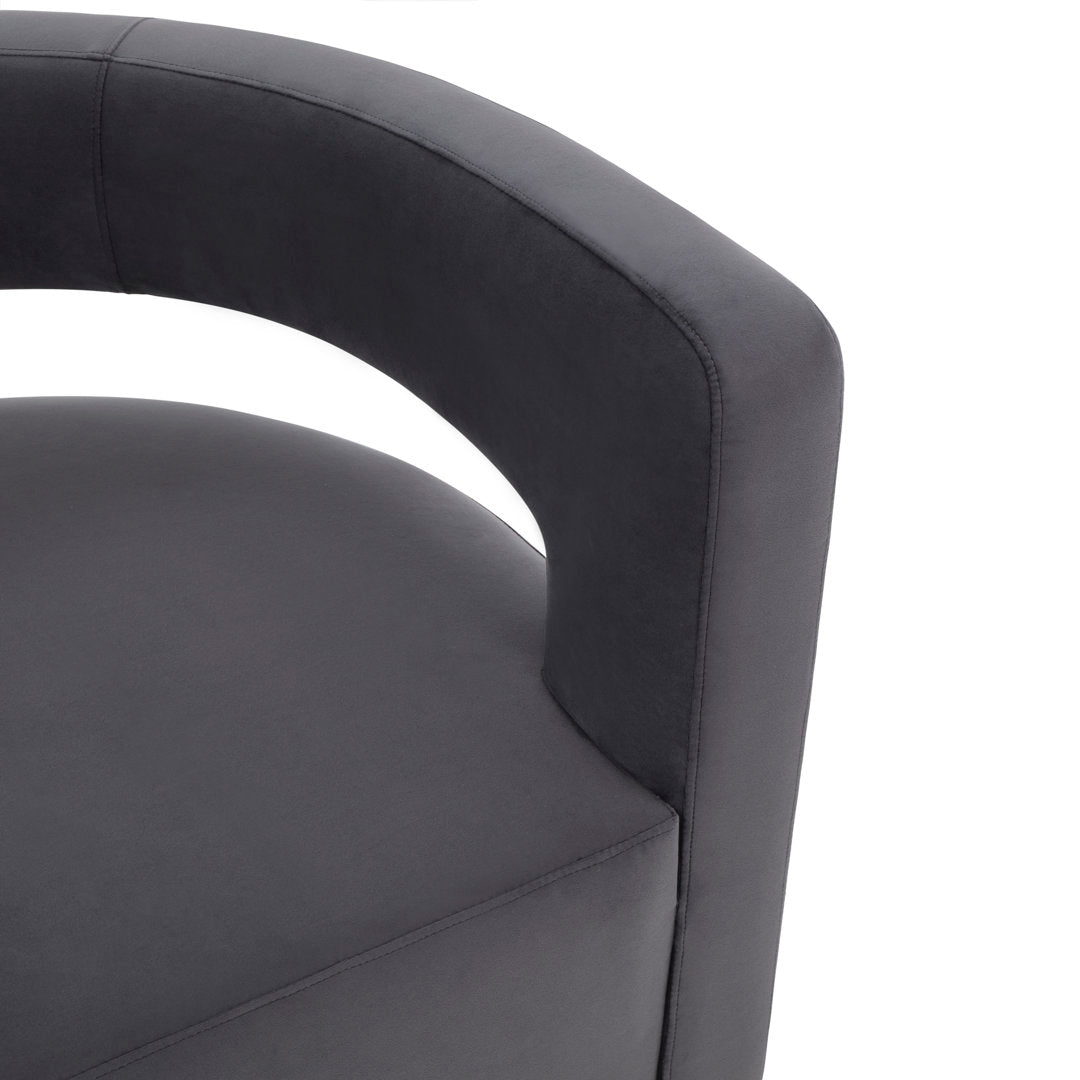 Keegan 31.1" W Velvet Swivel Barrel Chair Etta Avenue™ Fabric: Dark Gray Velvet