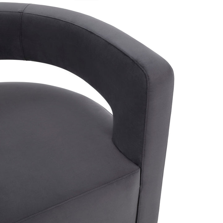 Keegan 31.1" W Velvet Swivel Barrel Chair Etta Avenue™ Fabric: Dark Gray Velvet