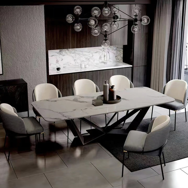 Modern Stylish Dining Table Rectangle White Sintered Stone Top Orren Ellis Size: 37" W x 78" L