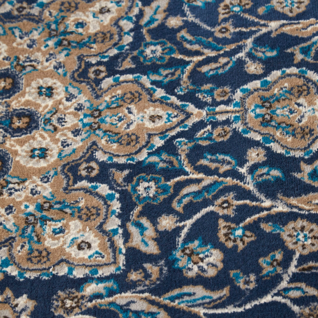 Mountview Oriental Area Rug in Navy/Ivory/Beige Andover Mills™ Rug Size: Round 5'2"