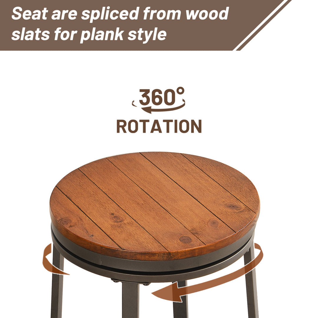 Solid Wood Swivel 24.2" Counter Stool for Dining Room Bistro (Set of 2) Williston Forge