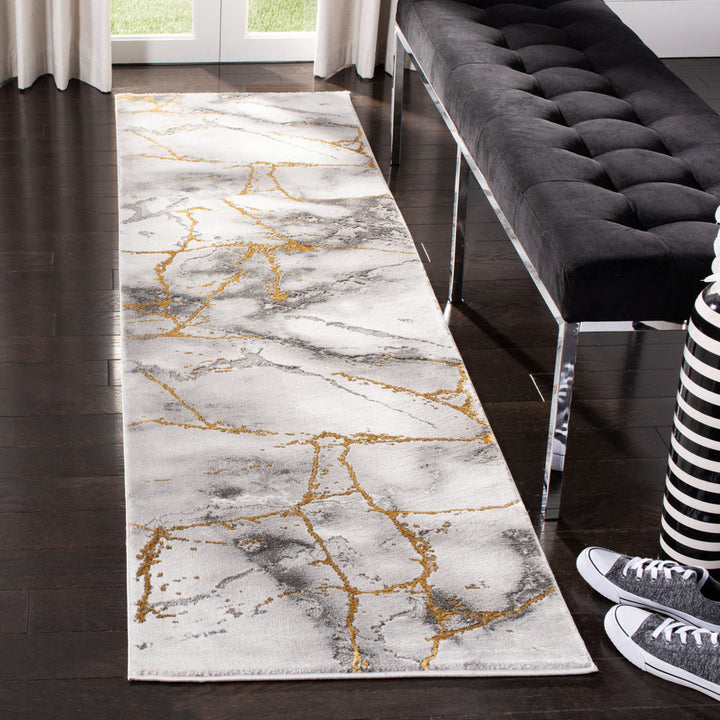 Swindle Abstract Grey/Gold Area Rug Wade Logan® Rug Size: Runner 2'3" x 10'
