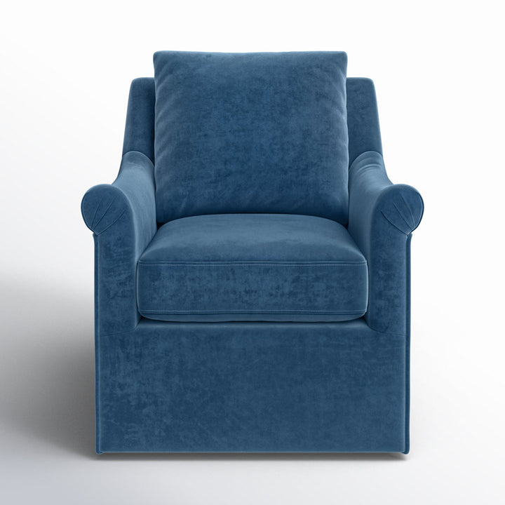 Atlanta Velvet Swivel Armchair Kelly Clarkson Home Upholstery Color: Blue