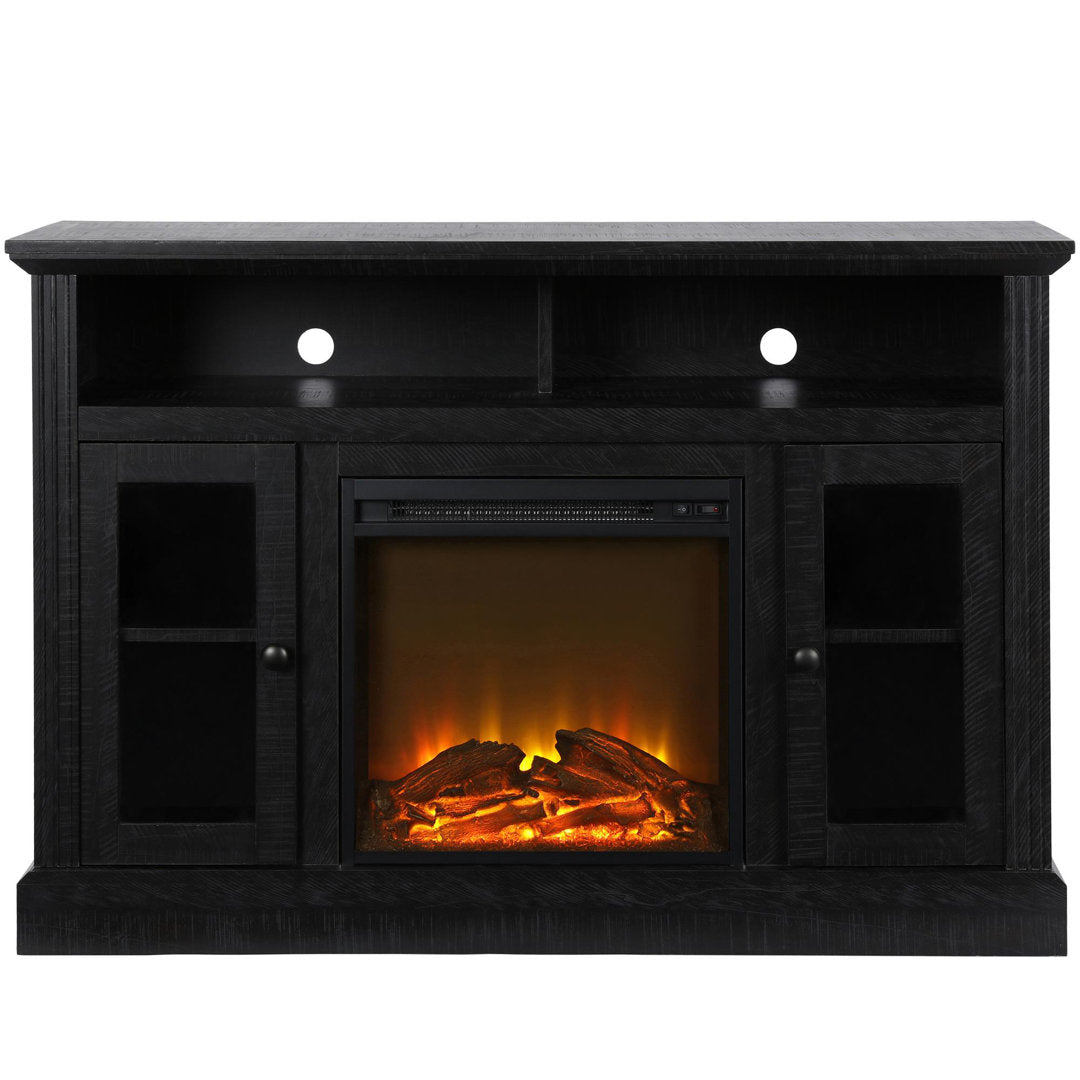 Tucci TV Stand for TVs up to 50" with Electric Fireplace Included Darby Home Co Color: Black