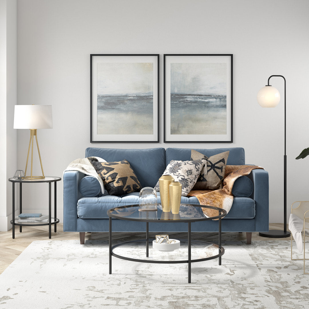 Ceno Glass End Table with Storage Wade Logan® Table Base Color: Blackened Bronze