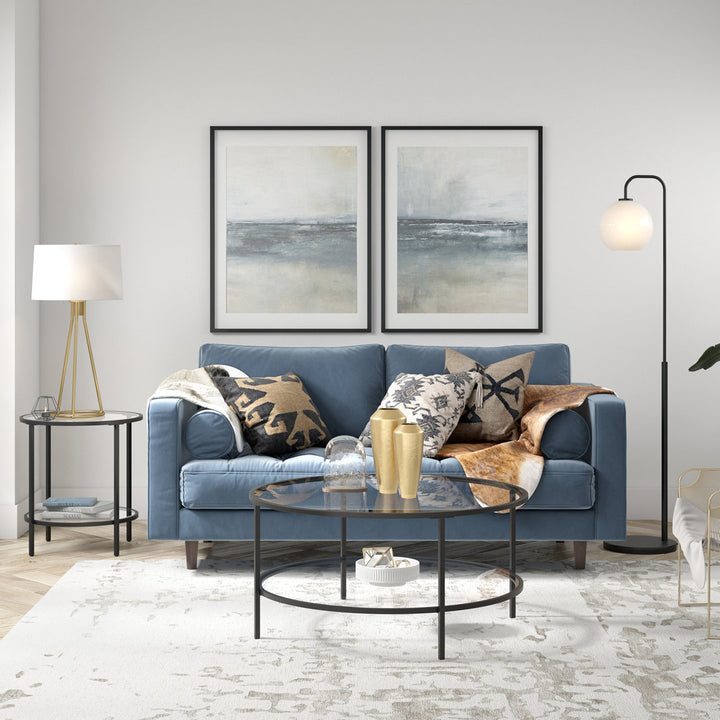Ceno Glass End Table with Storage Wade Logan® Table Base Color: Blackened Bronze