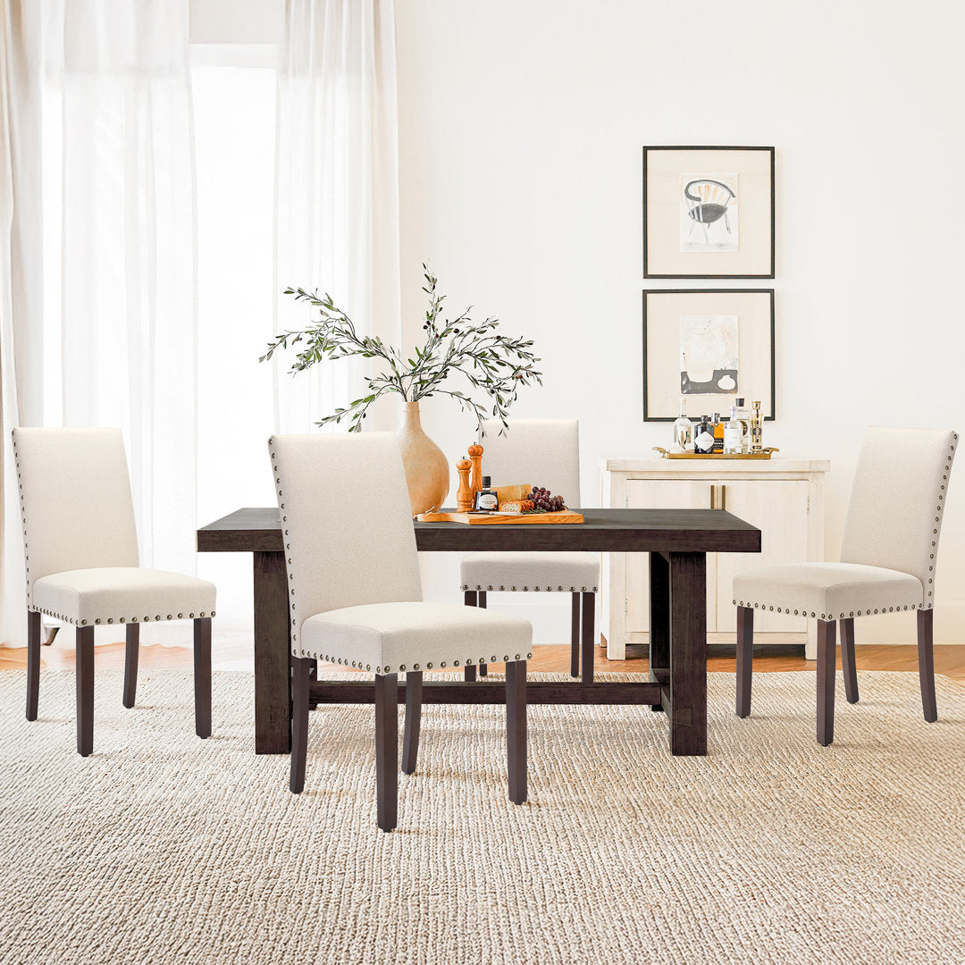 Bontrager Linen Dining Room Parsons Chair (Set of 2) Andover Mills™ Upholstery Color: Beige