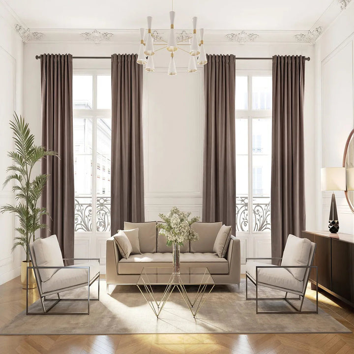 Matte Velvet Extra wide x Extra Long Custom Made Decorative Single Panel Lilijan Home & Curtain Curtain Color: 19 Beaver Size per Panel: 100" W x 216" L