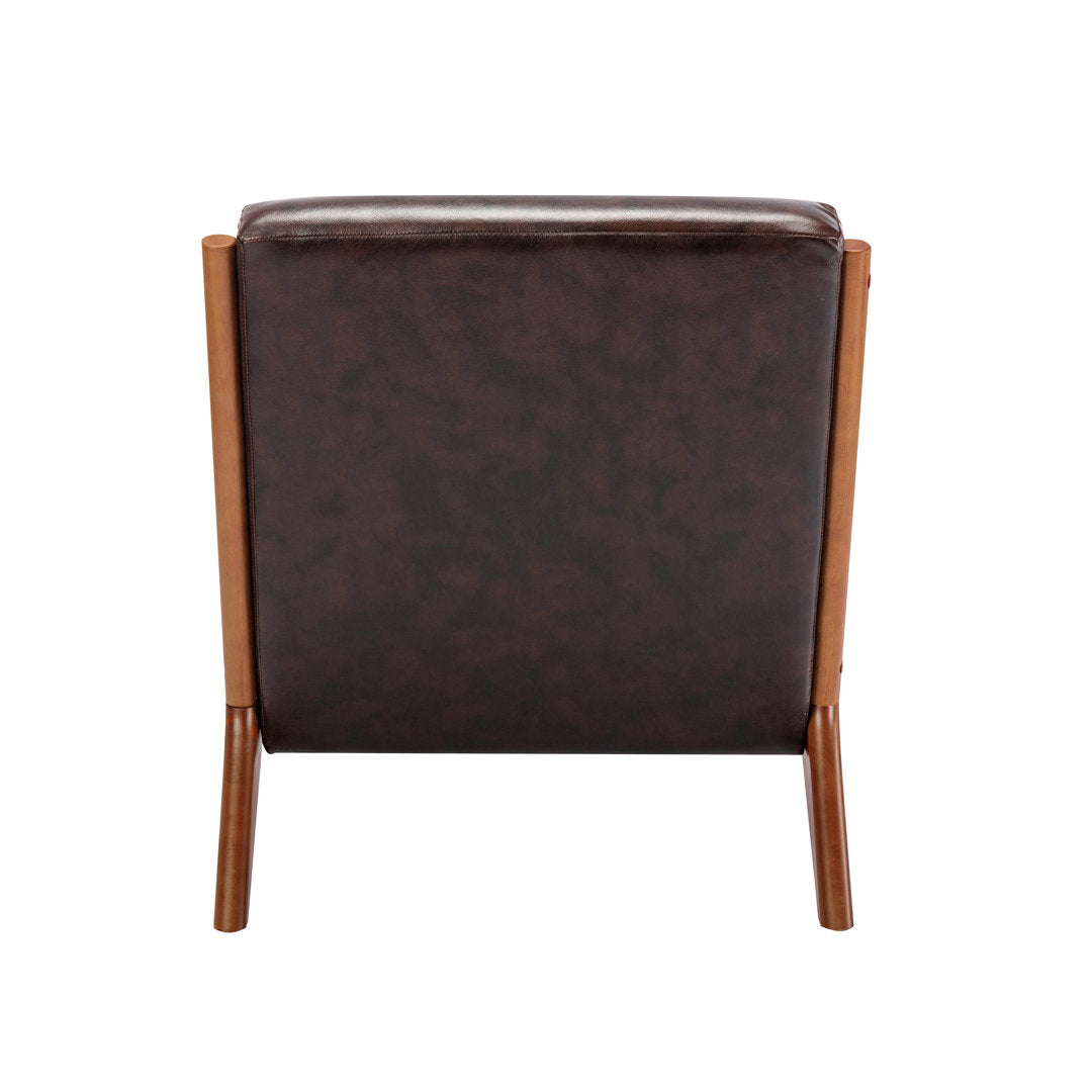 Arsh Accent Chair With Pillow, Pu Upholstery, Rubberwood Legs Wade Logan® Upholstery Color: Dark Brown Polyurethane