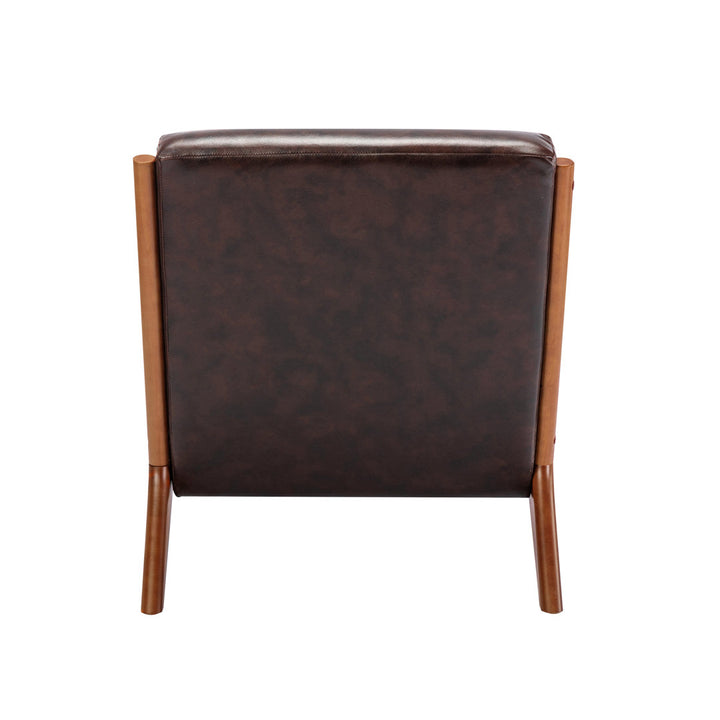 Arsh Accent Chair With Pillow, Pu Upholstery, Rubberwood Legs Wade Logan® Upholstery Color: Dark Brown Polyurethane