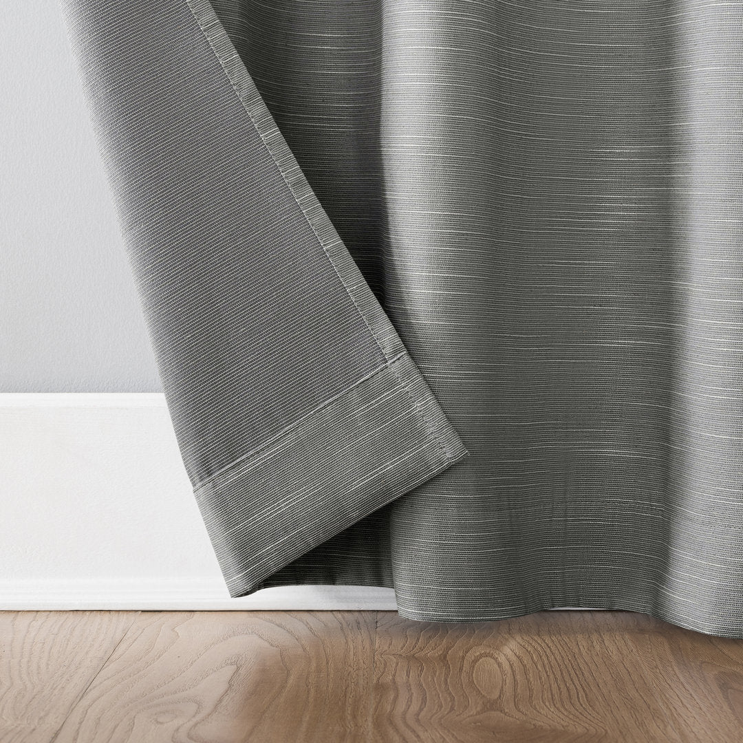Attiya Textured Linen Blend Blackout Grommet Curtain Panel Wade Logan® Curtain Color: Gray Size per Panel: 50" W x 84" L