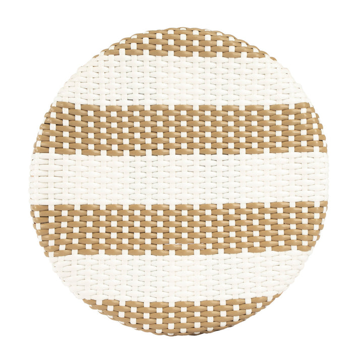 Alastair Bar & Counter Stool Birch Lane™ Color: Tan/White Stripe/Natural Rattan Frame Seat Height: Bar Stool (30" Seat Height)