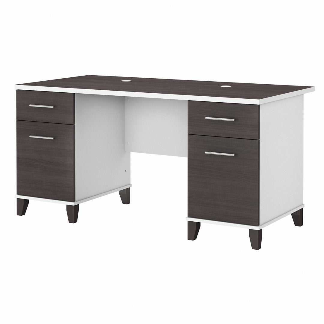 Magomed Executive Desk Gracie Oaks Color: Storm Gray/White