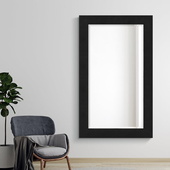 Metallic Shagreen Leather Framed Beveled Accent Mirror Empire Art Direct Finish: Black