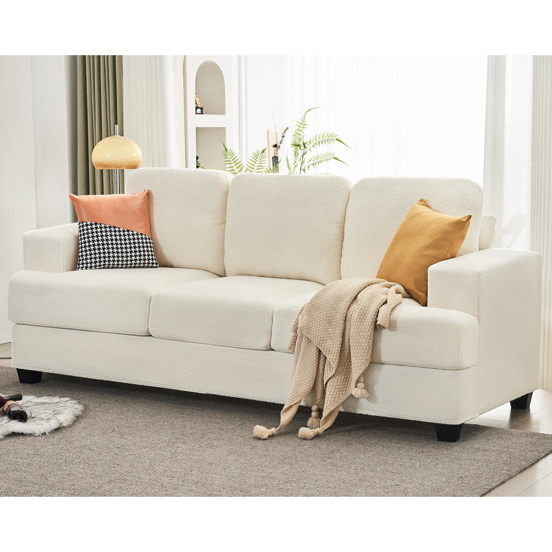 Belosic 89" Upholstered Deep Seat 3 Seater Sofa Wade Logan® Fabric: Off-White Boucle