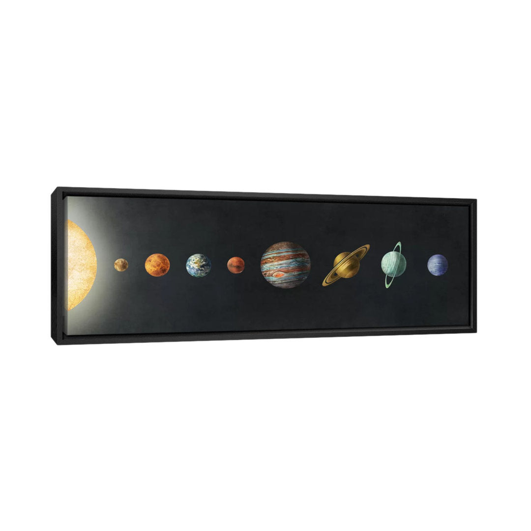 The Solar System' by Terry Fan - Wrapped Canvas Panoramic Print Harriet Bee Size: 12" H x 36" W x 1.5" D Format: Black Framed Canvas