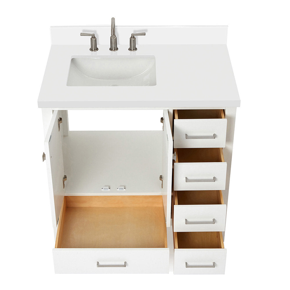 Amariani 37" Single Bathroom Vanity Set Latitude Run® Base Finish: White, Hardware Finish: Satin Nickel