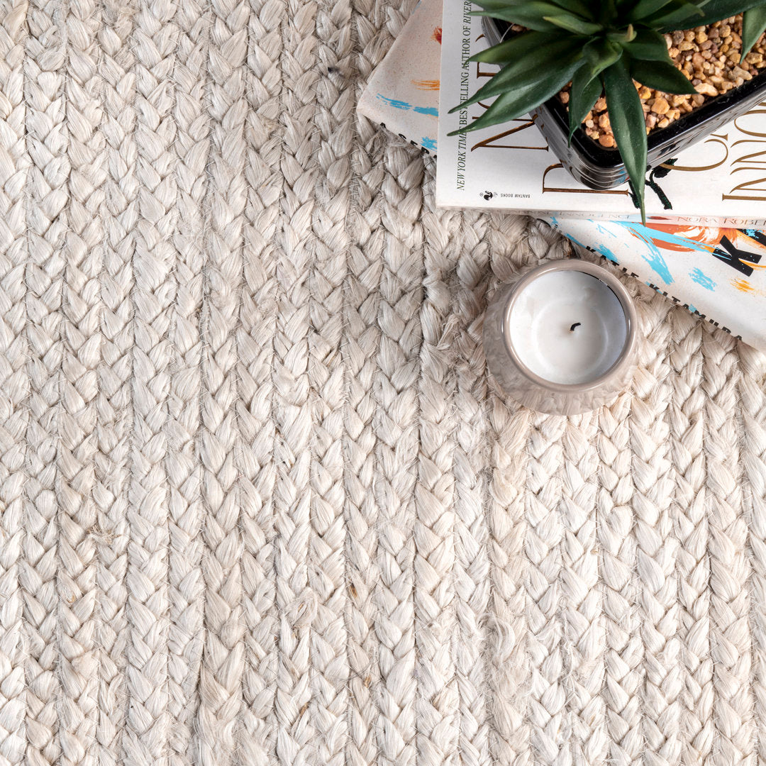 Cruise Handmade Braided Jute Area Rug in Off White Highland Dunes Rug Size: Rectangle 12' x 18'