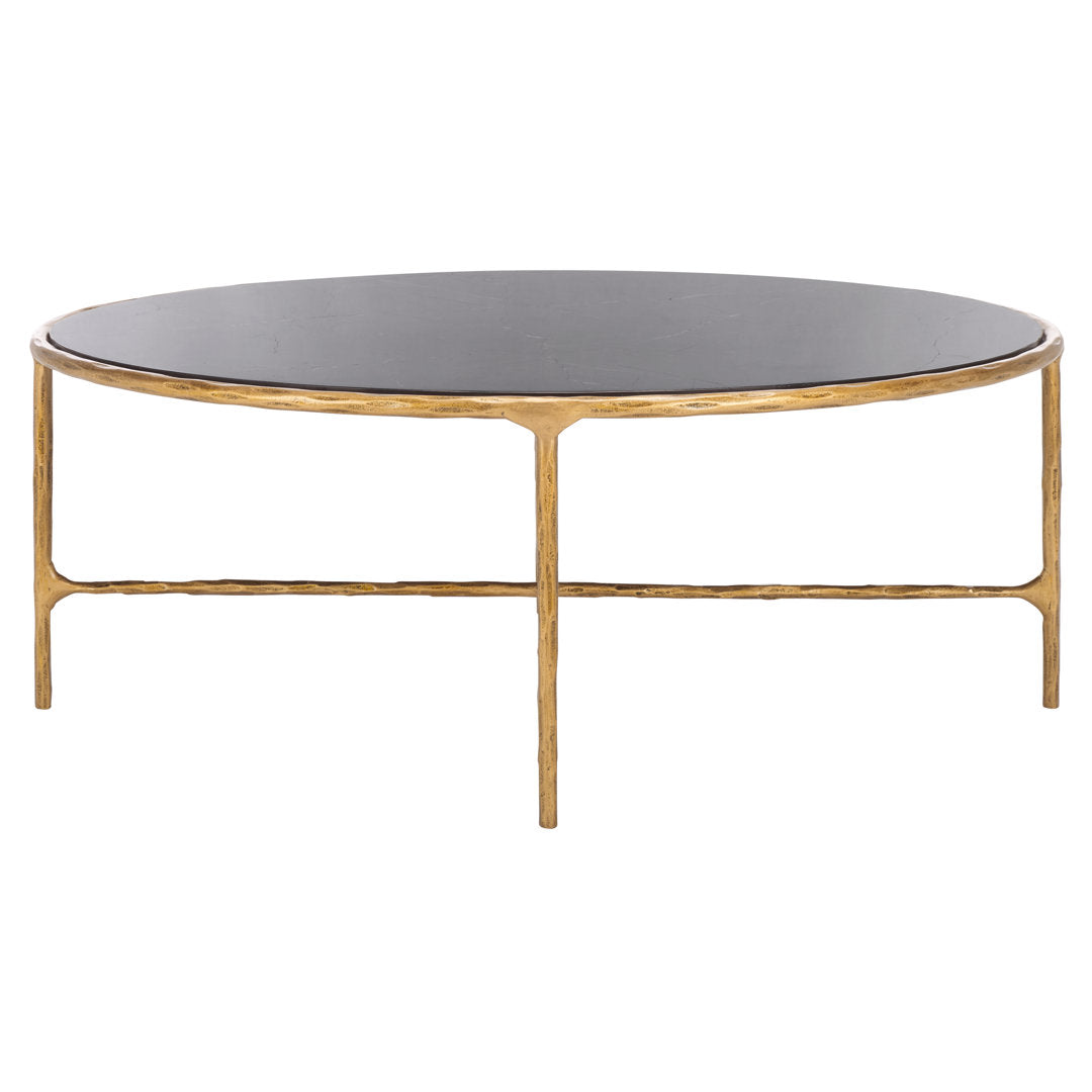 Evelynn 4 Legs Coffee Table Joss & Main Table Base Color: Brass, Table Top Color: Black