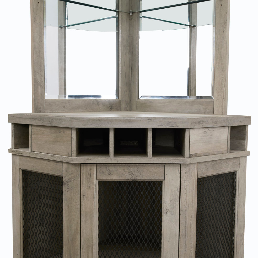 Haakenson 73" Height Corner Bar with Wine Storage Andover Mills™ Color: Stone Gray