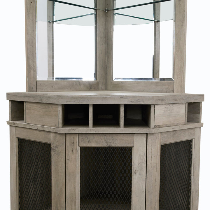 Haakenson 73" Height Corner Bar with Wine Storage Andover Mills™ Color: Stone Gray