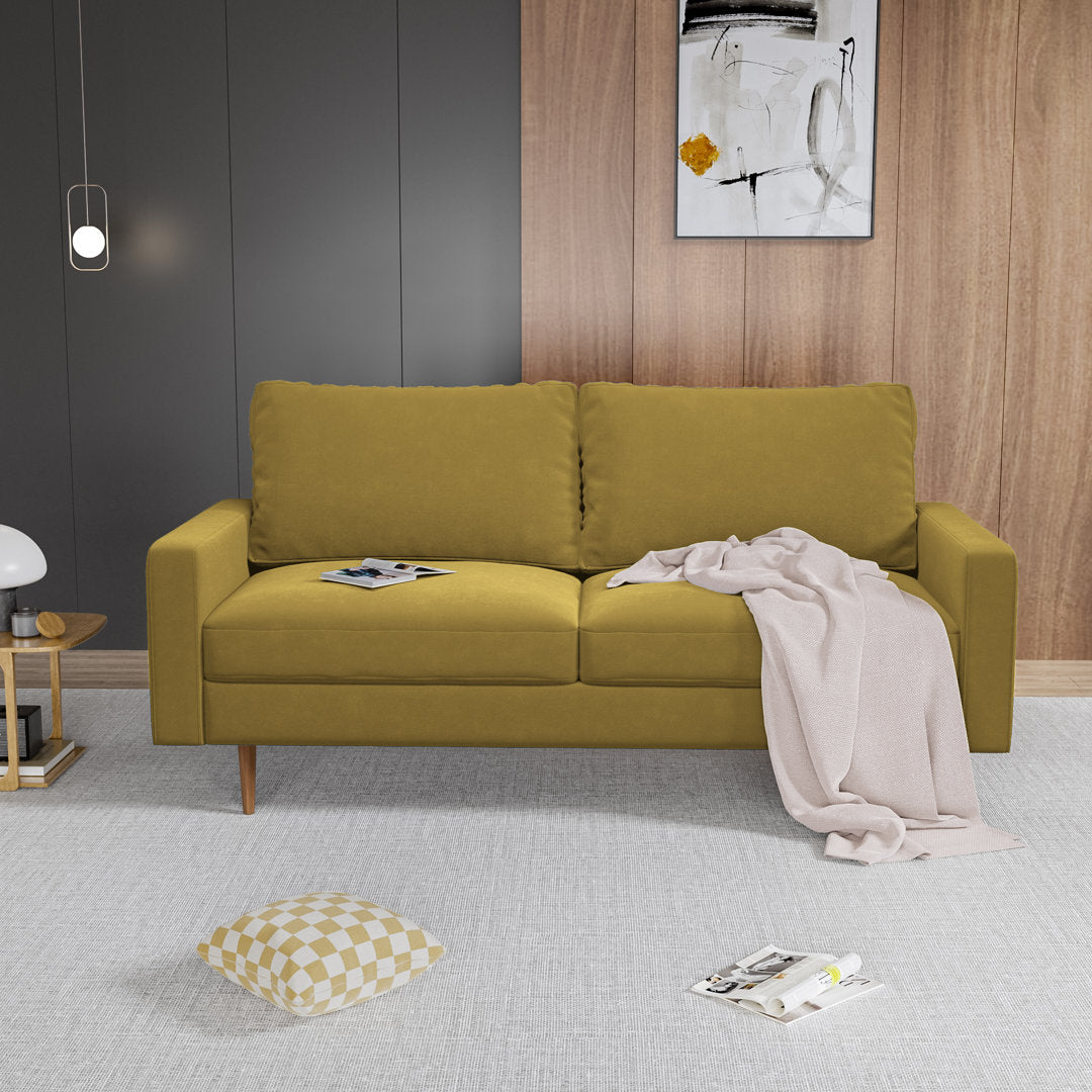 Markham 70" Velvet Square Arm Sofa Willa Arlo™ Interiors Fabric: Golden Rod Polyester