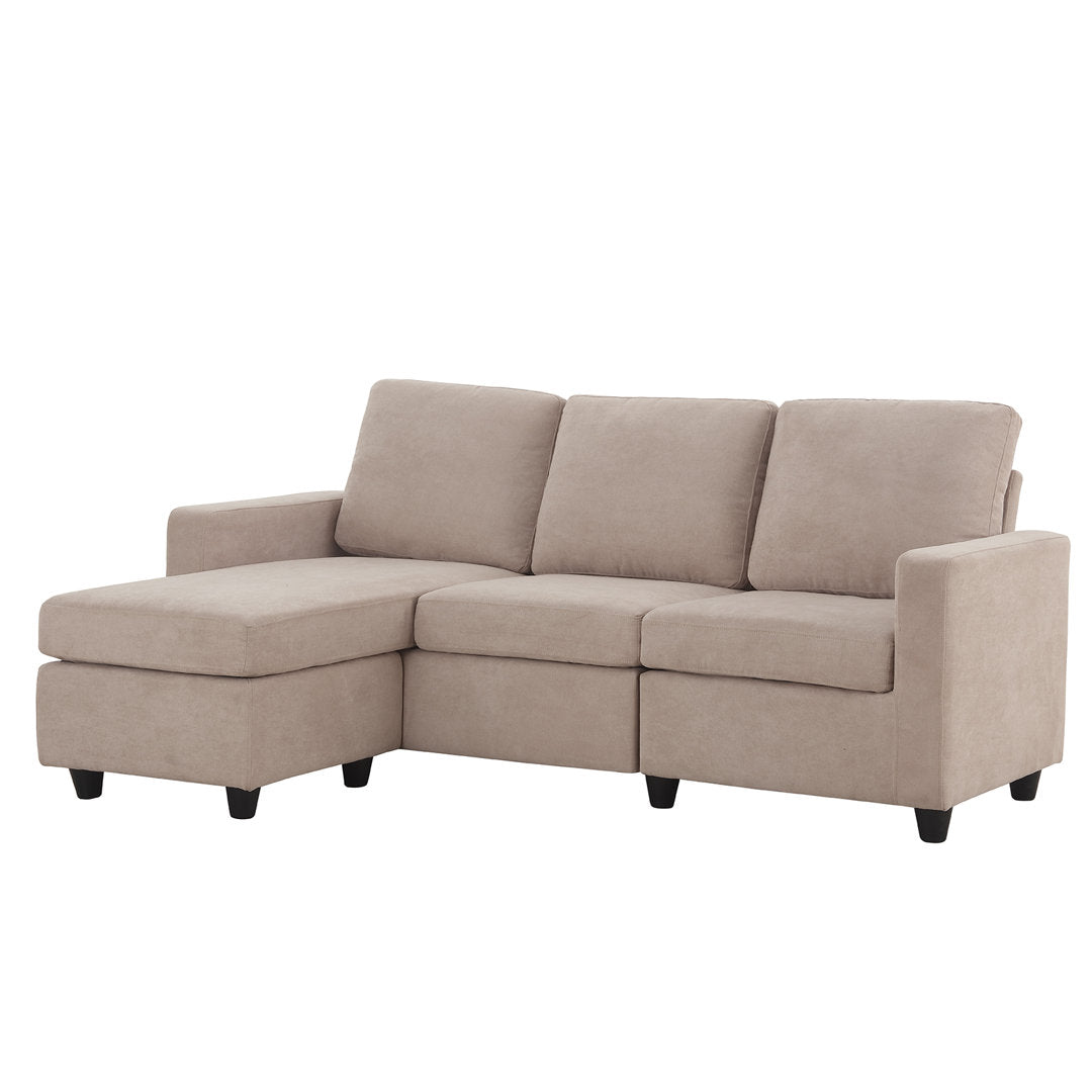 Campbelltown 78.5" Wide Reversible Sofa & Chaise with Ottoman Andover Mills™ Fabric: Beige Polyester Blend
