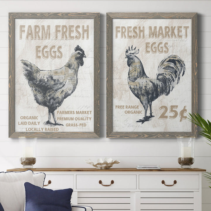 Farm Fresh Chicken - 2 Piece Print Set (Set of 2) August Grove® Mat Color: No Mat Size: 44" H x 31" W x 1" D Format: Gray Framed Canvas