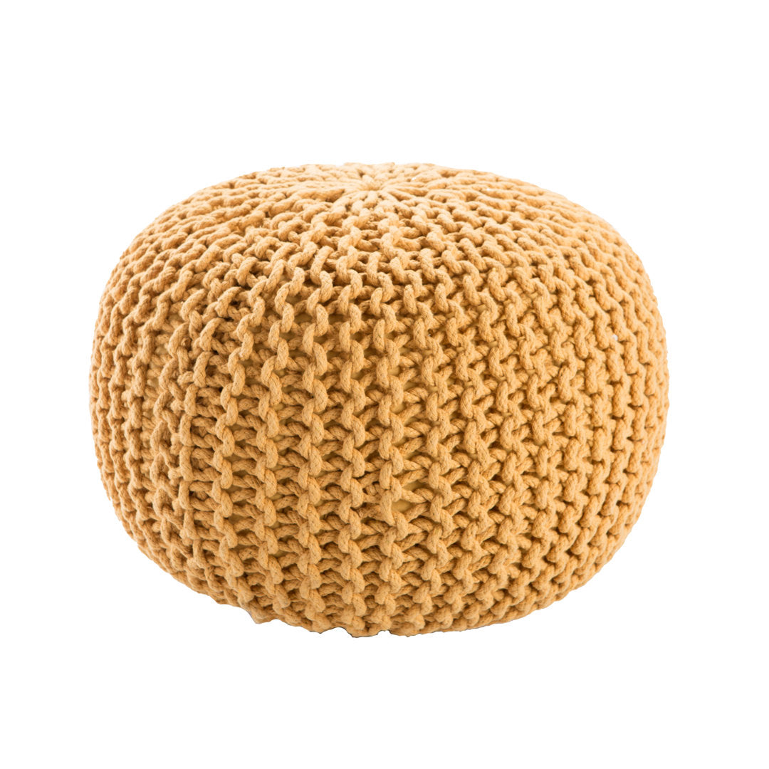 Anely 20" Wide Round Pouf Ottoman Highland Dunes Body Fabric: Yellow Cotton