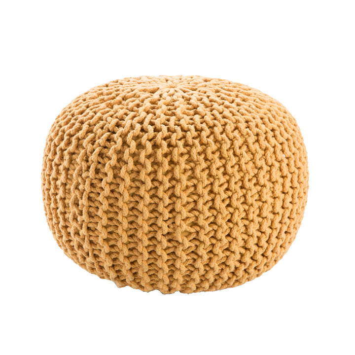Anely 20" Wide Round Pouf Ottoman Highland Dunes Body Fabric: Yellow Cotton
