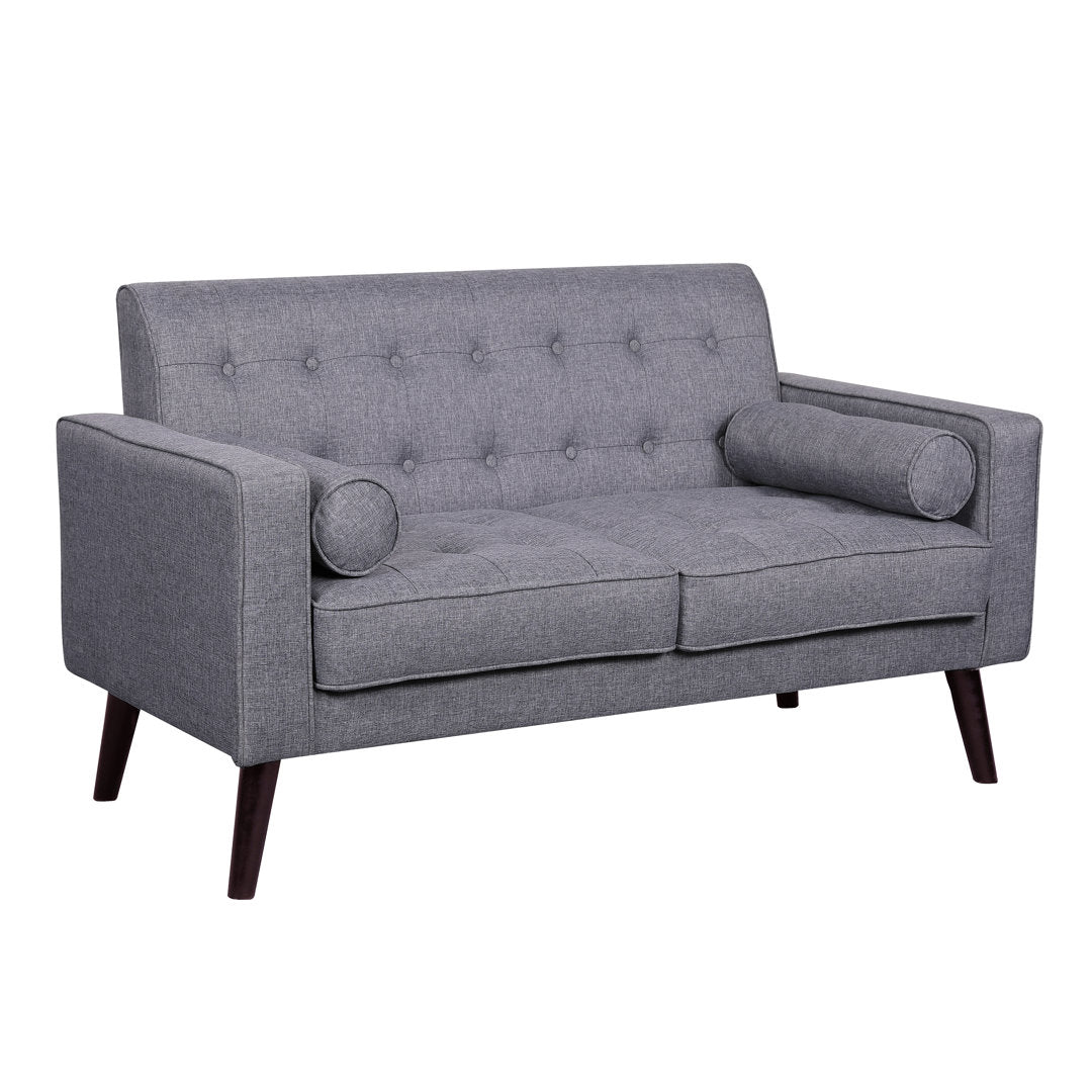 Benayah 56.3" Linen Square Arm Loveseat George Oliver Upholstery: Light Gray