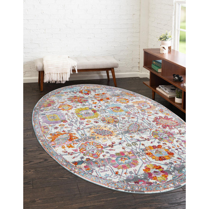 Haefner  Floral Orange/Gray/Blue Area Rug Langley Street® Rug Size: Oval 5'5" x 8'
