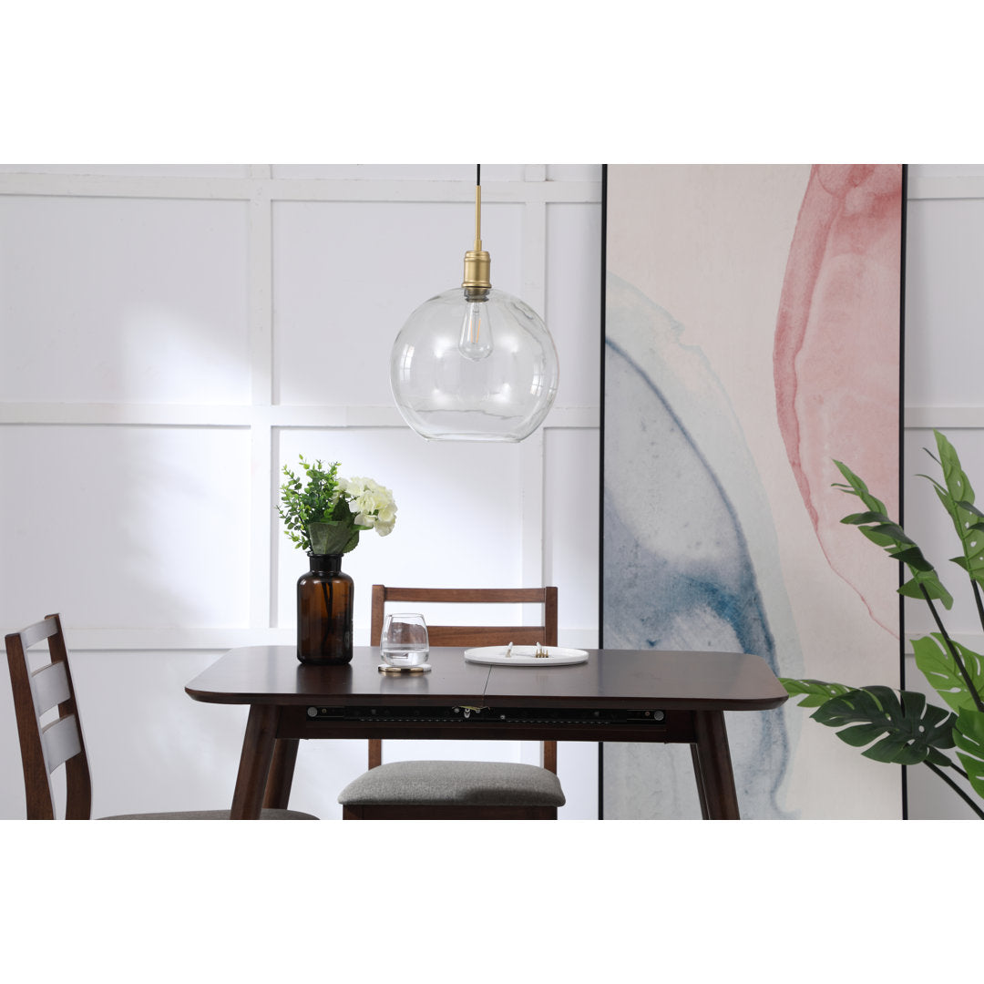 Hammel 1 - Light Single Globe Pendant Wade Logan® Size: 10" H x 8" W x 8" D Finish: Brass