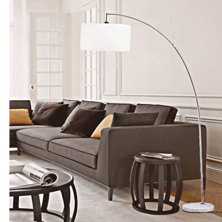 Hartington 77" Arched Floor Lamp Brayden Studio® Base Color: White, Shade Color: White