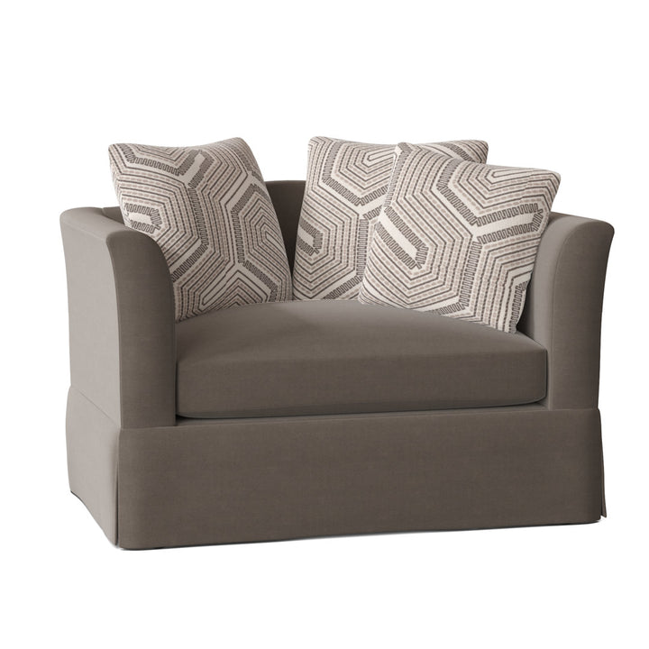 Charlene 50" Wide Armchair Highland Dunes Body Fabric: Peyton Fawn, Throw Pillow Fabric: Zeng Cobblestone