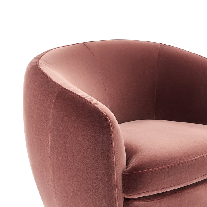 Marcy Upholstered Swivel Barrel Chair Joss & Main Leg Color: Espresso Fabric OR Leather Type: Falkirk Reddish Brown Velvet
