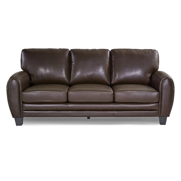 Coombs 85" Faux Leather Round Arm Sofa Lark Manor™ Upholstery Color: Dark