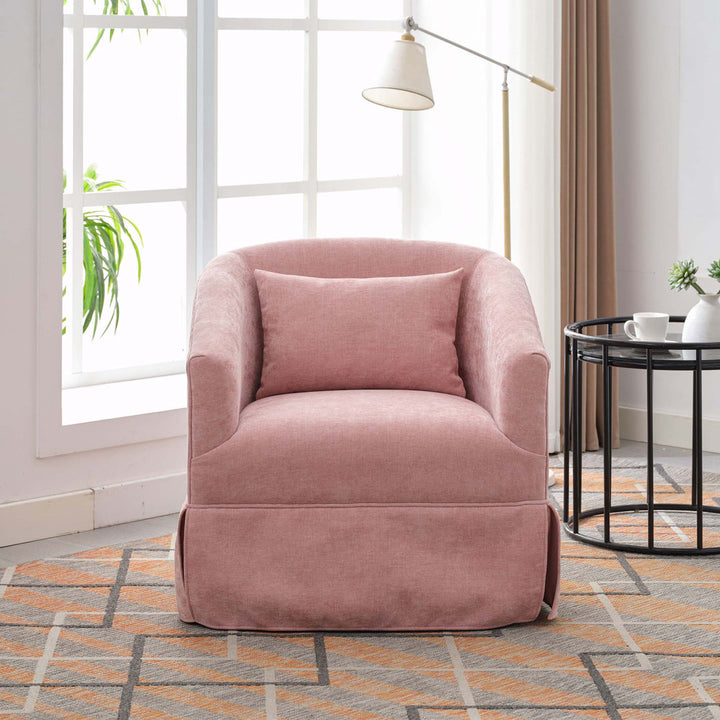 Swivel Accent Arm Chair with Plump Pillow Upholstered Comfy 360 Degree Swivel  Sofa Chair Brayden Studio® Body Fabric: Pink Linen Blend