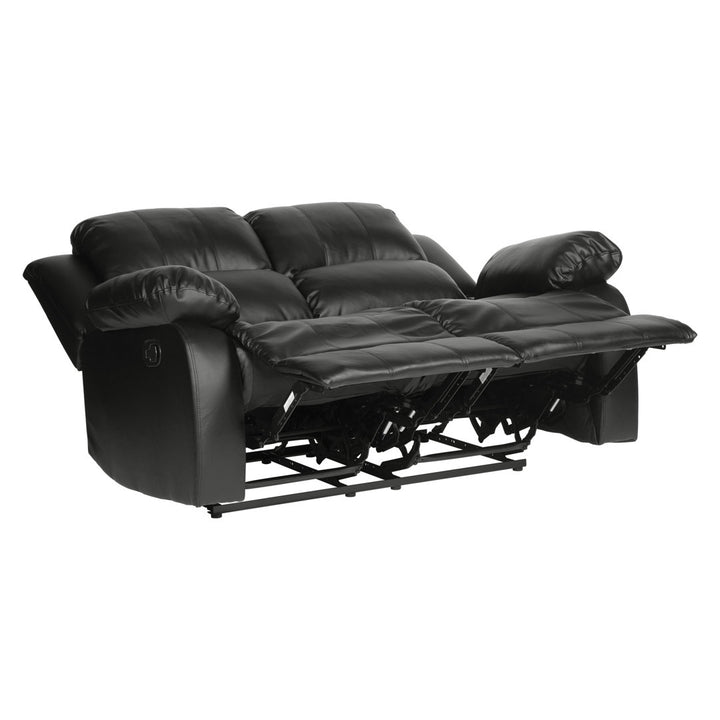 Mccubbin 60" Faux Leather Pillow Top Arm Reclining Loveseat Wade Logan® Upholstery Color: Black Faux Leather
