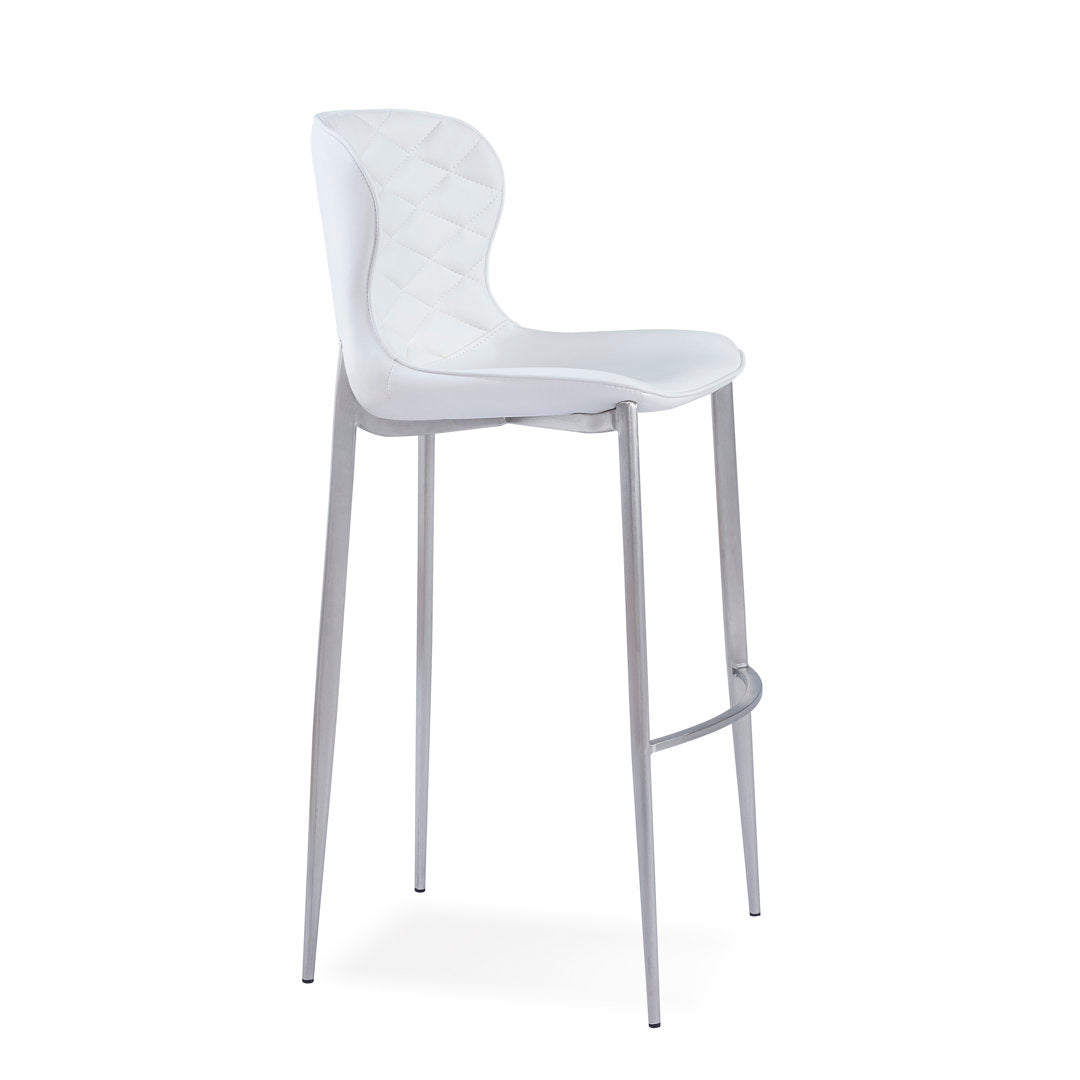 Albert Upholstered Bar & Counter Stool Upper Square™ Base Color: Stainless Steel, Upholstery Color: White Seat Height: Counter Stool (24” Seat Height)
