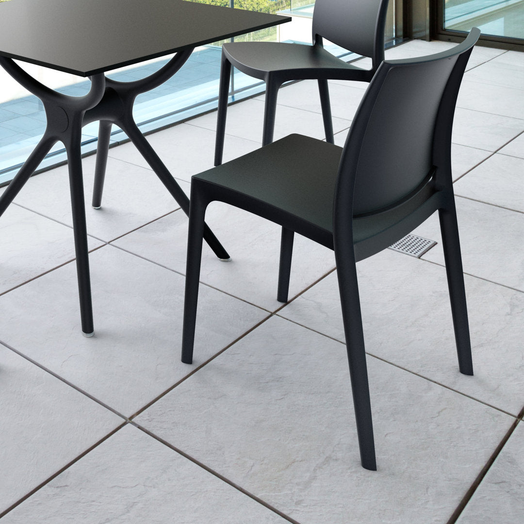 Burt Stacking Patio Dining Side Chair (Set of 2) AllModern Color: Black