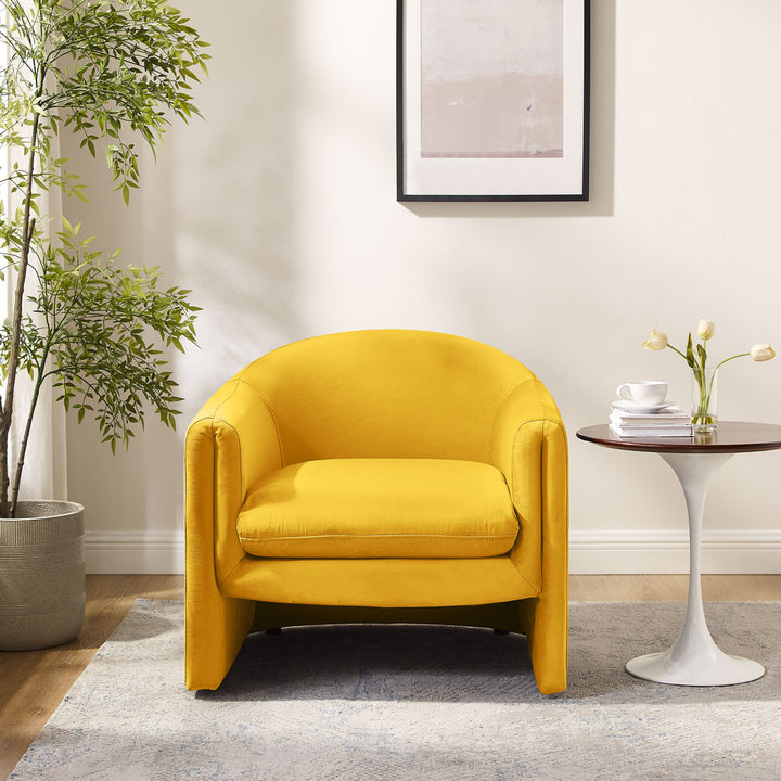 Daiona 31.2 inches Wide Armchair Accent Chair Ivy Bronx Fabric: Yellow Velvet