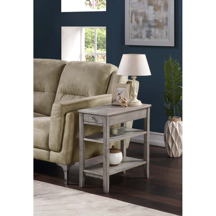 Carbin End Table with Drawer and Shelves Winston Porter Color: Light Gray Wirebrush