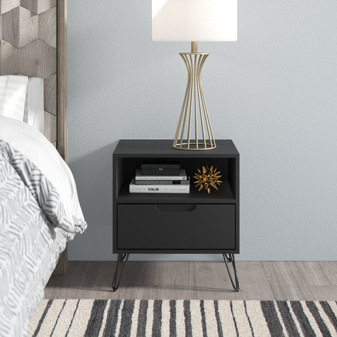 Darbie Drawer Nightstand Zipcode Design™ Color: Black Quantity: Set of 2