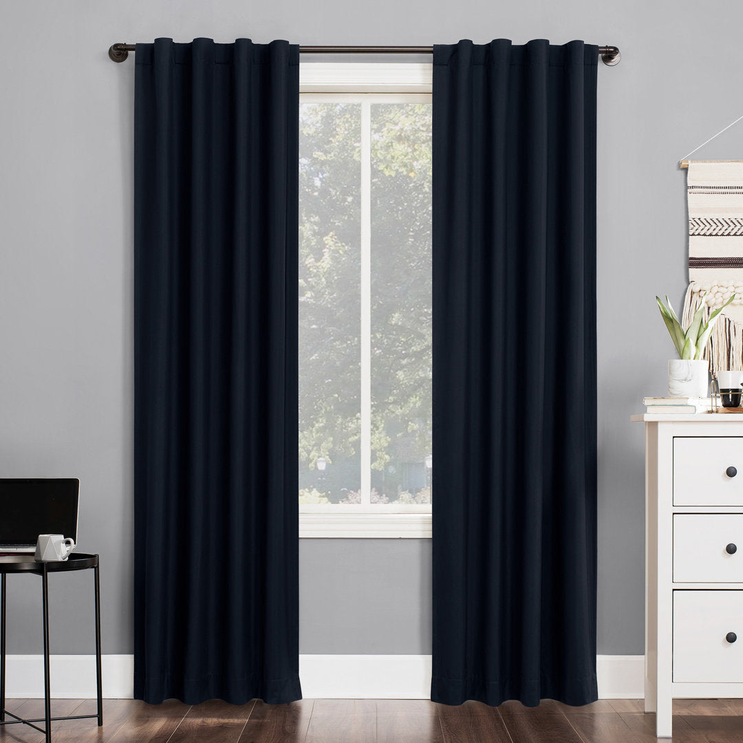 Wayfair Basics Thermal 100% Blackout Back Tab/Rod Pocket Curtain Panel Wayfair Basics® Curtain Color: Navy Size per Panel: 40" W x 84" L