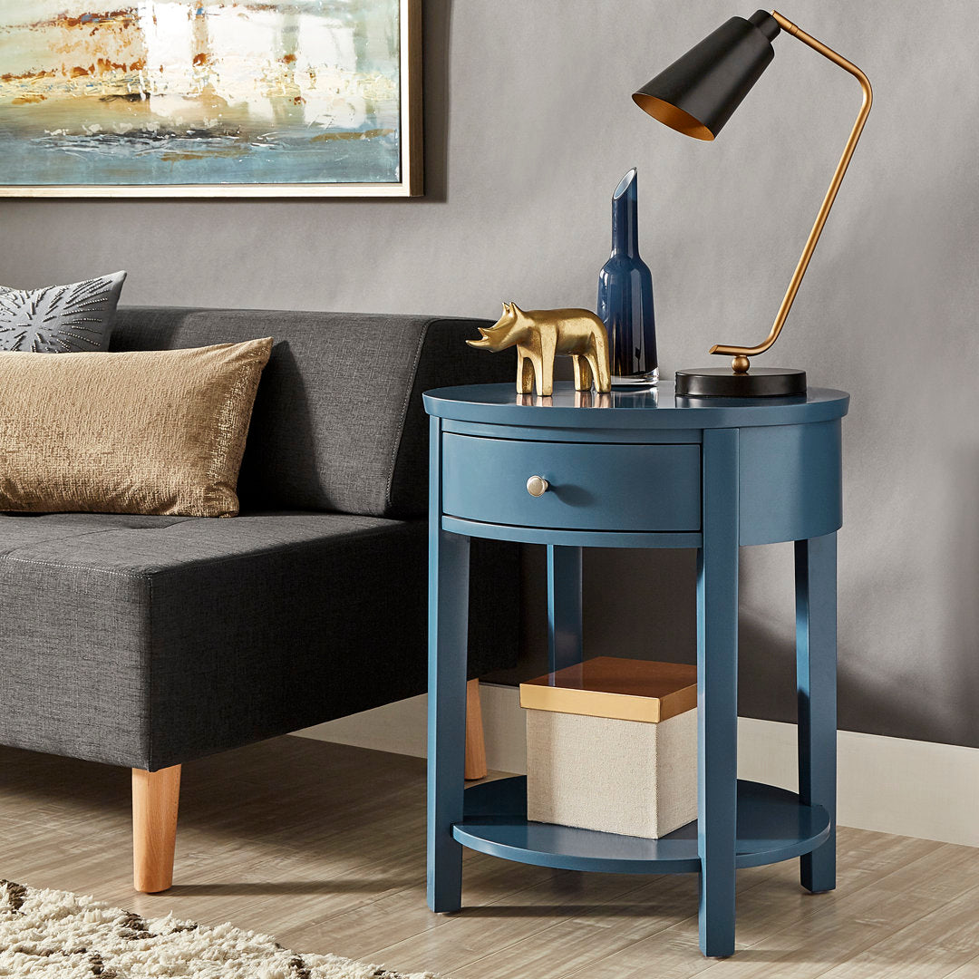 Zaheed End Table with Storage Red Barrel Studio® Color: Bluesteel
