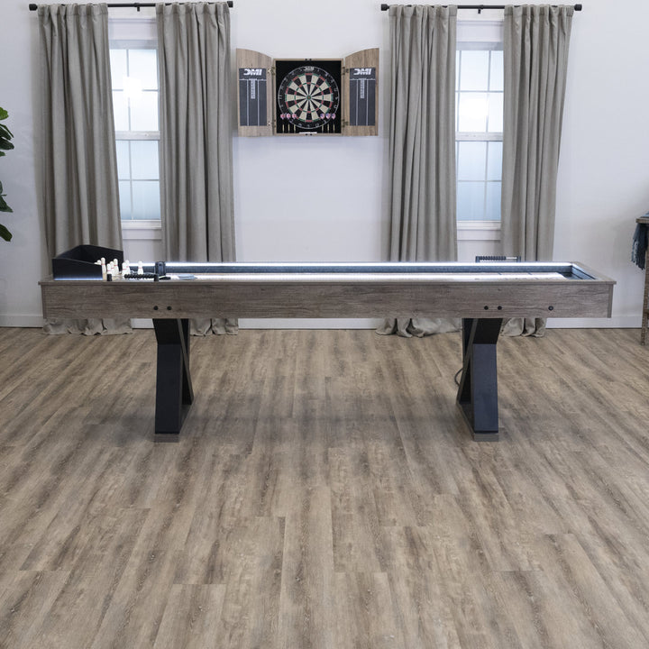 American Legend Kirkwood 9' LED Shuffleboard Table with Bonus Bowling Game American Legend