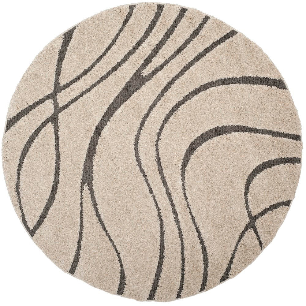 Ashal Abstract Cream/Gray Area Rug Wade Logan® Rug Size: Round 11'