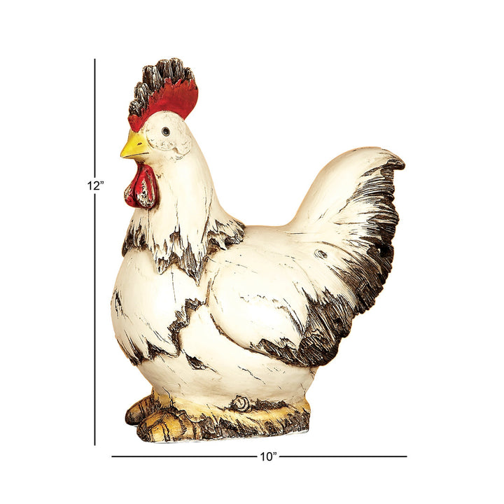 Mabank Polystone Indoor Outdoor Rooster Decorative White Garden Sculpture Birch Lane™