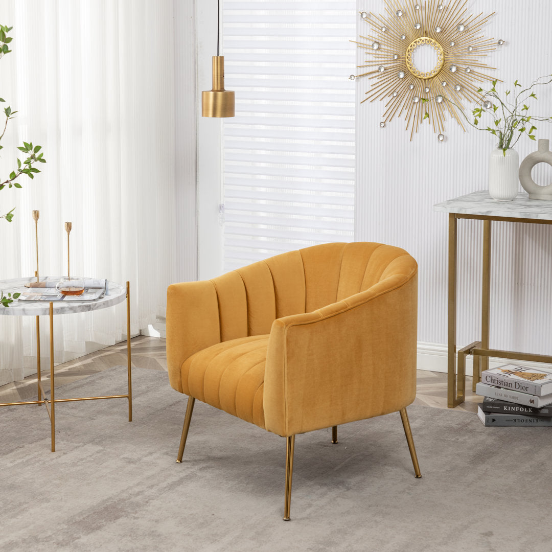 Murrow 28" W Tufted Velvet Armchair Willa Arlo™ Interiors Fabric: Mustard Velvet